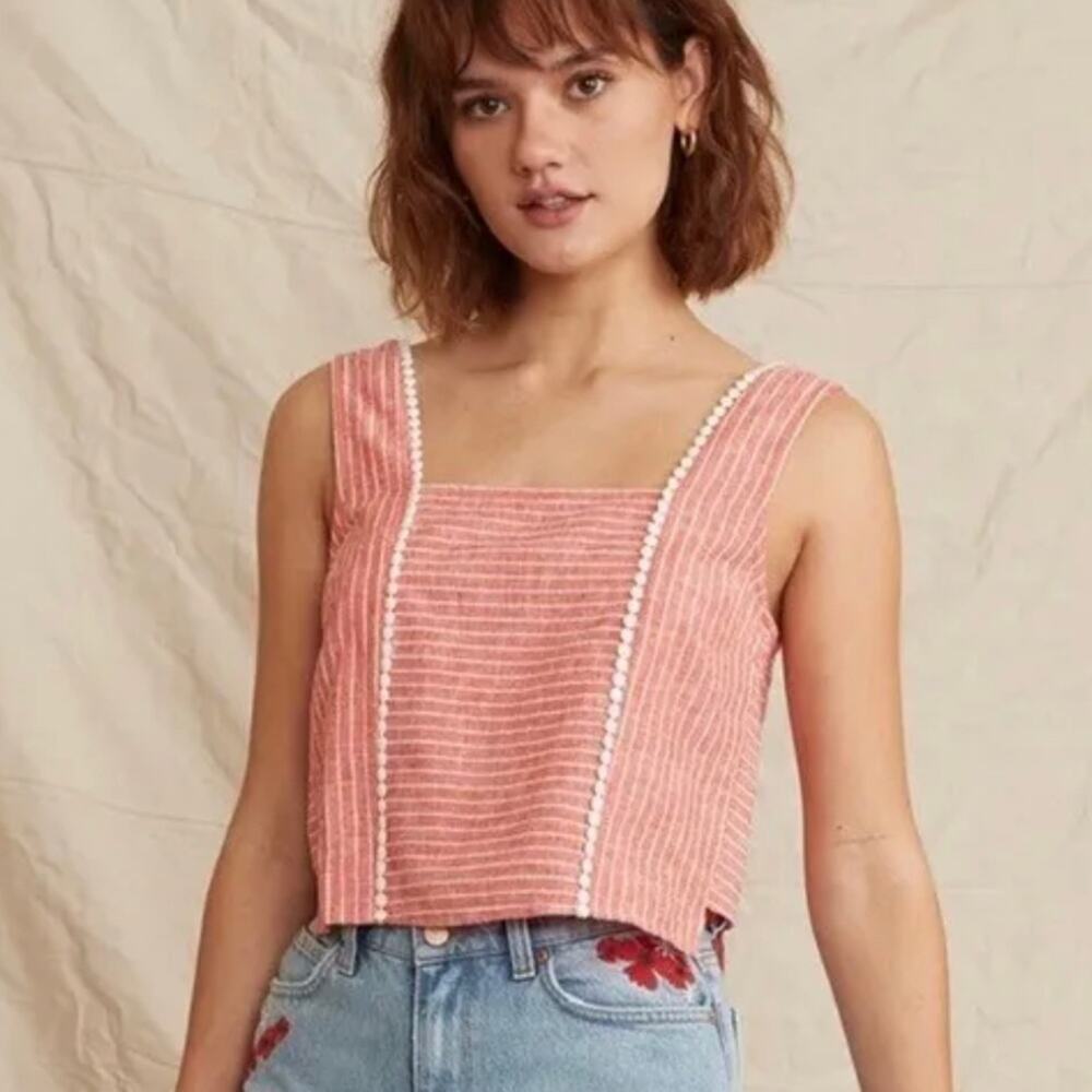 MARINE LAYER Linen Striped Top XL